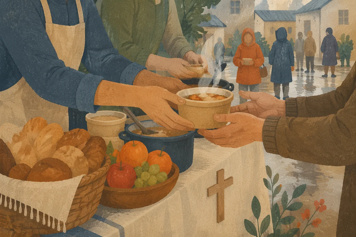Church Volunteers Serving Warm Outreach Meals