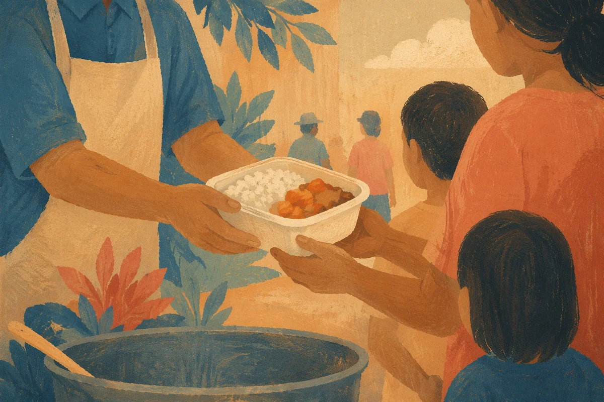 Hands Sharing Meals in Church Outreach