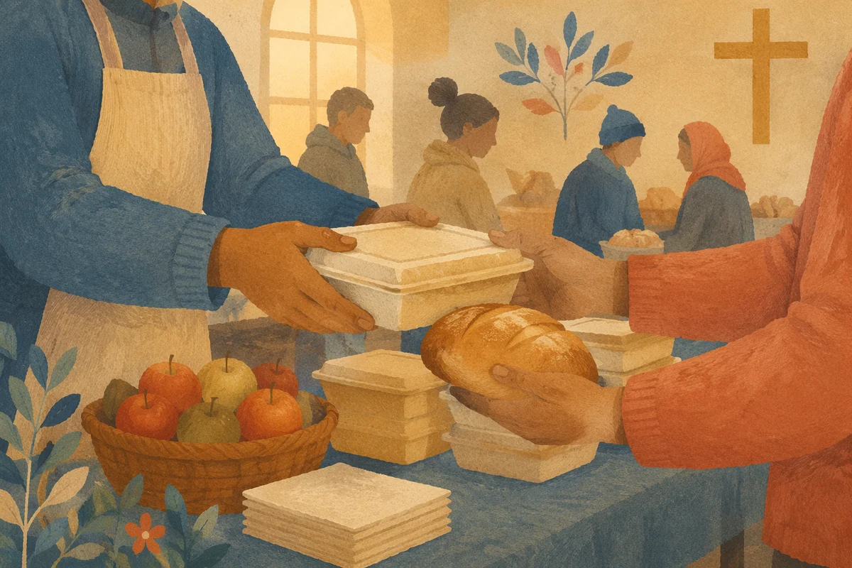 Church Outreach Hands Sharing Warm Meals
