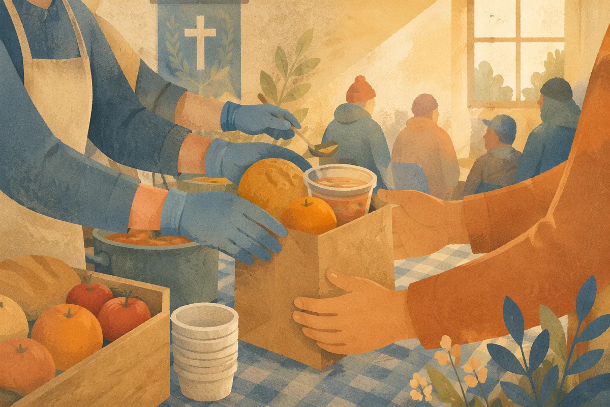 Hands Distributing Meals at Church Outreach