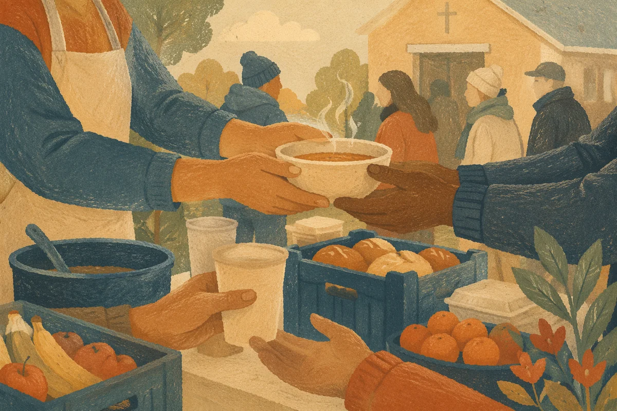 Hands Serving Meals at Church Outreach