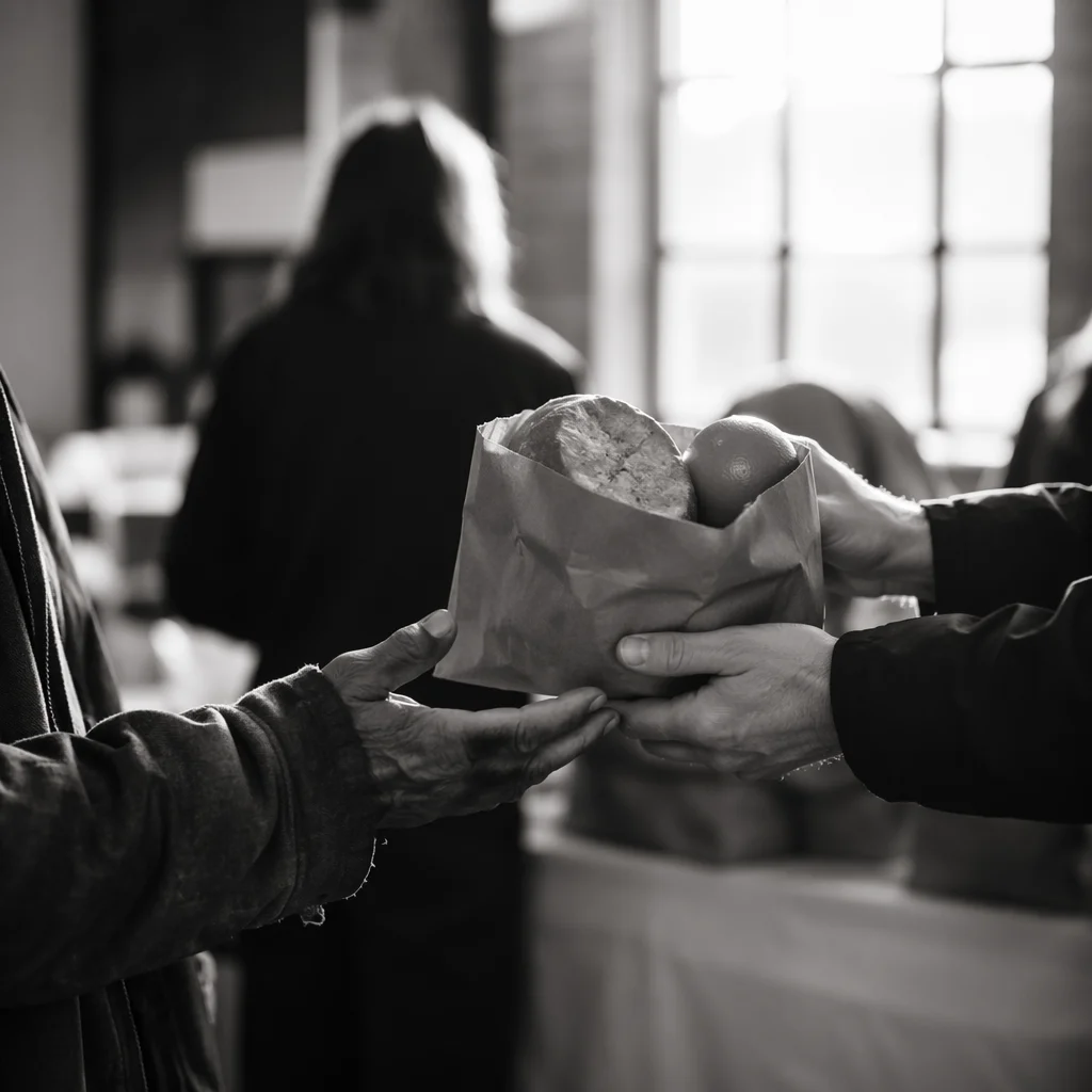Church Outreach Hands Sharing Meal Bag