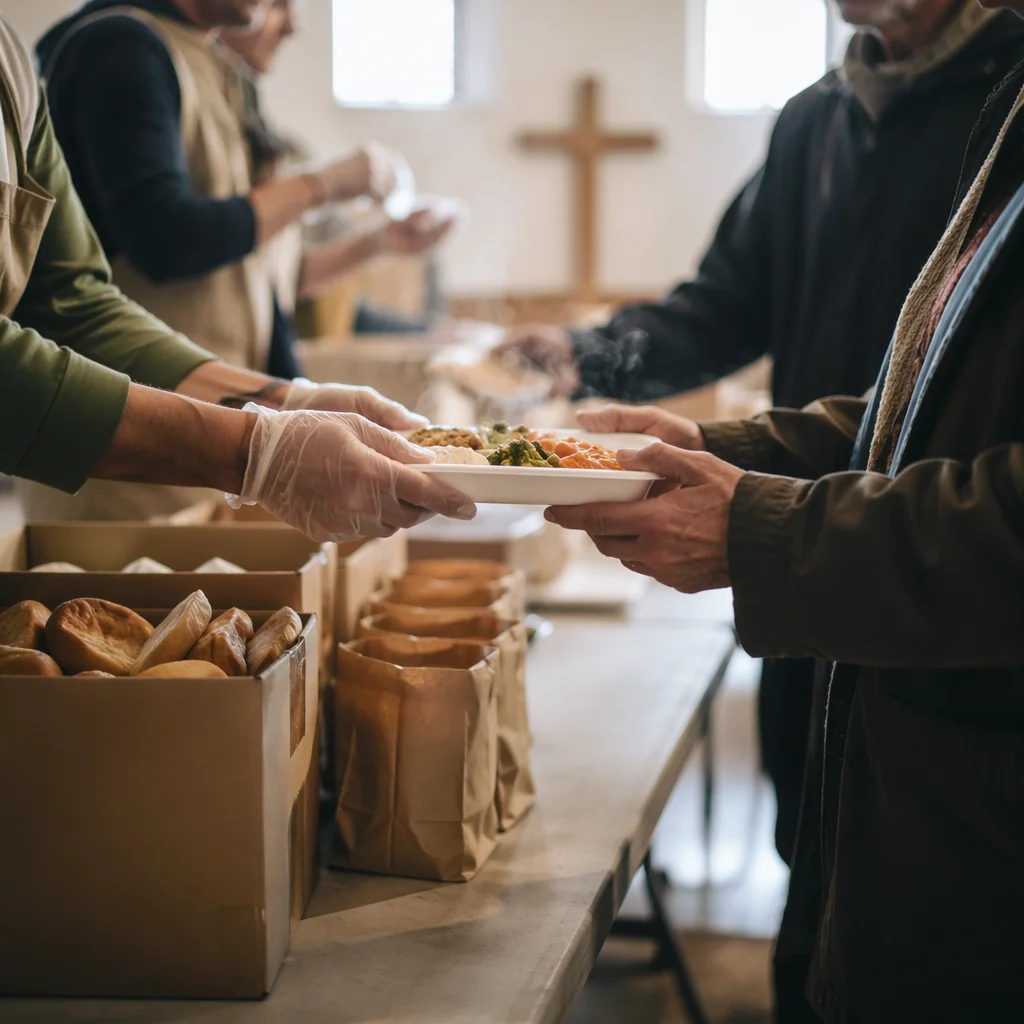 Church Volunteers Serving Meals with Compassion