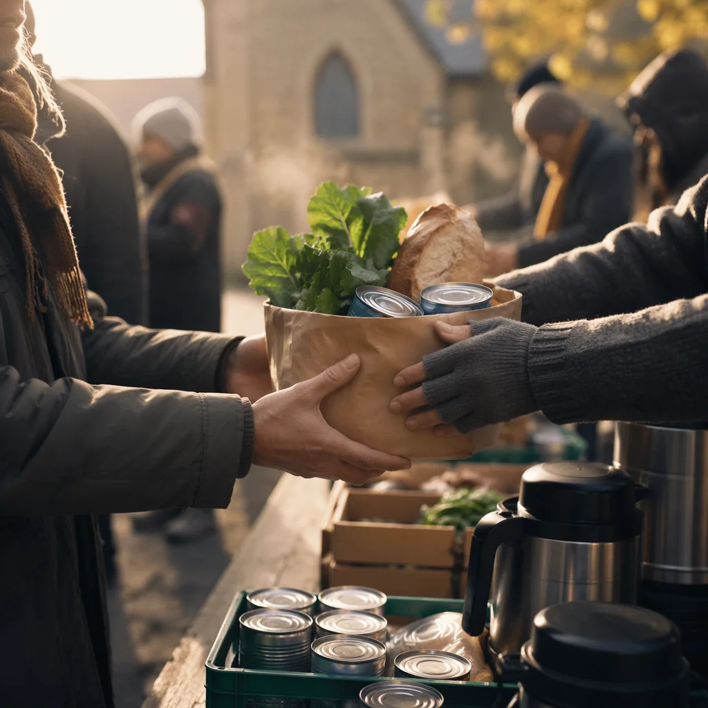 Church Food Outreach Hands Sharing Groceries