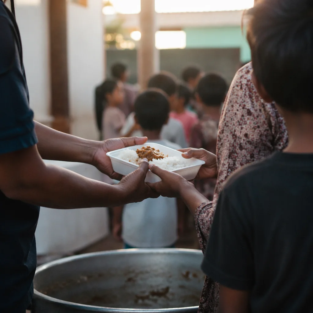 Hands Sharing Meals in Outreach Ministry