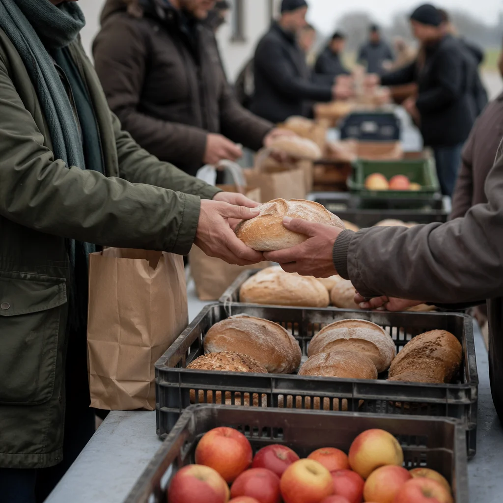 Hands Sharing Food at Church Outreach