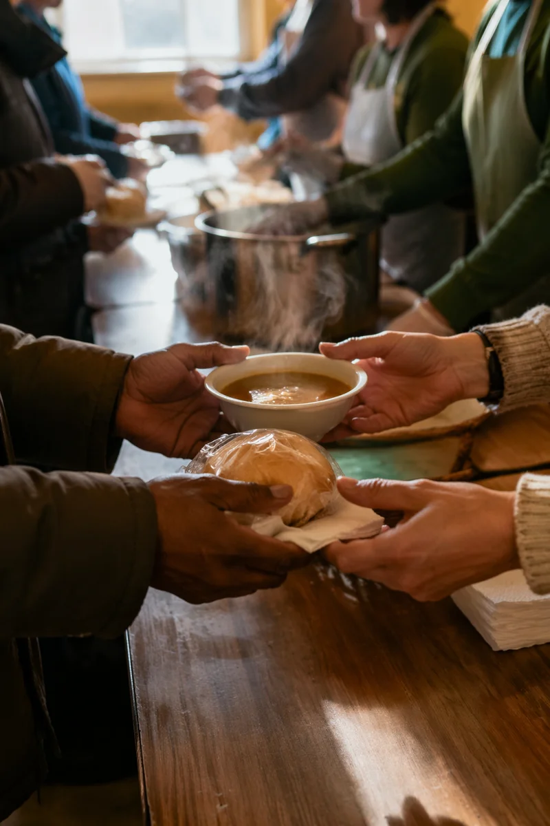 Church Outreach Hands Sharing Warm Meal