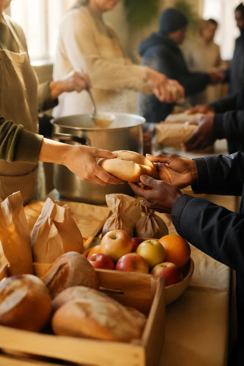 Church Volunteers Sharing Food With Neighbors