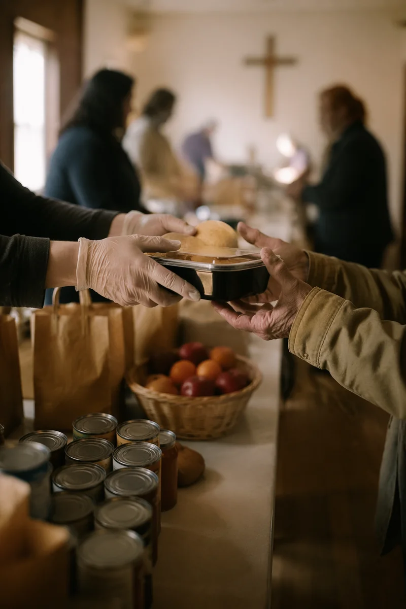 Church Food Outreach Hands Sharing Warm Meal