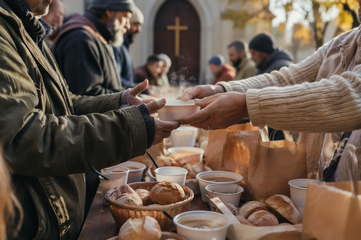 Church Hands Sharing Warm Meals