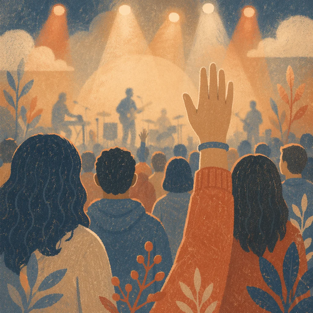 Raised Hands in Warm Church Worship