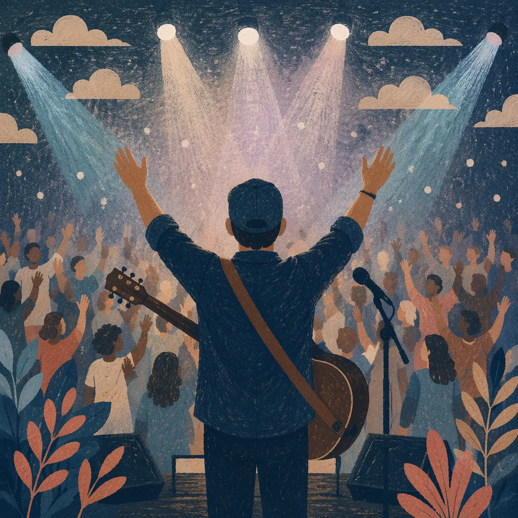 Raised Hands Worship Under Concert Lights