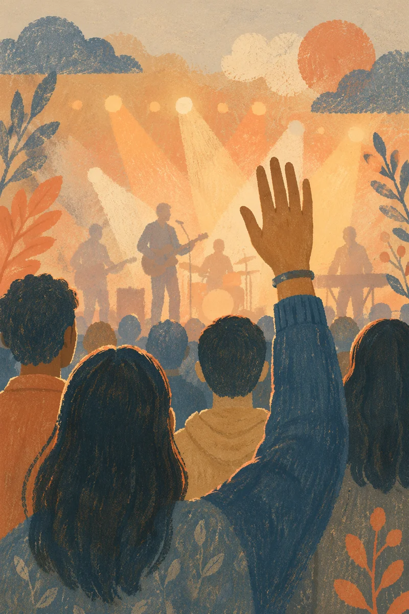 Raised Hands in Warm Church Worship