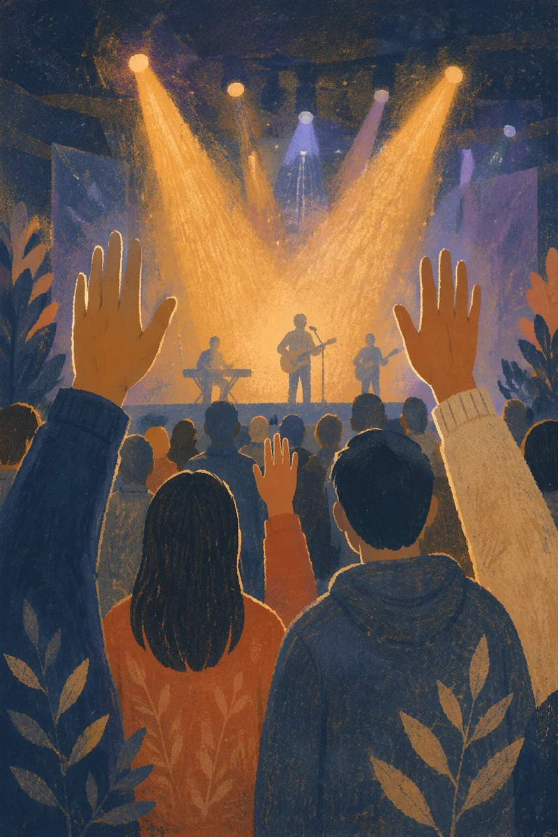 Raised Hands at Church Worship Night