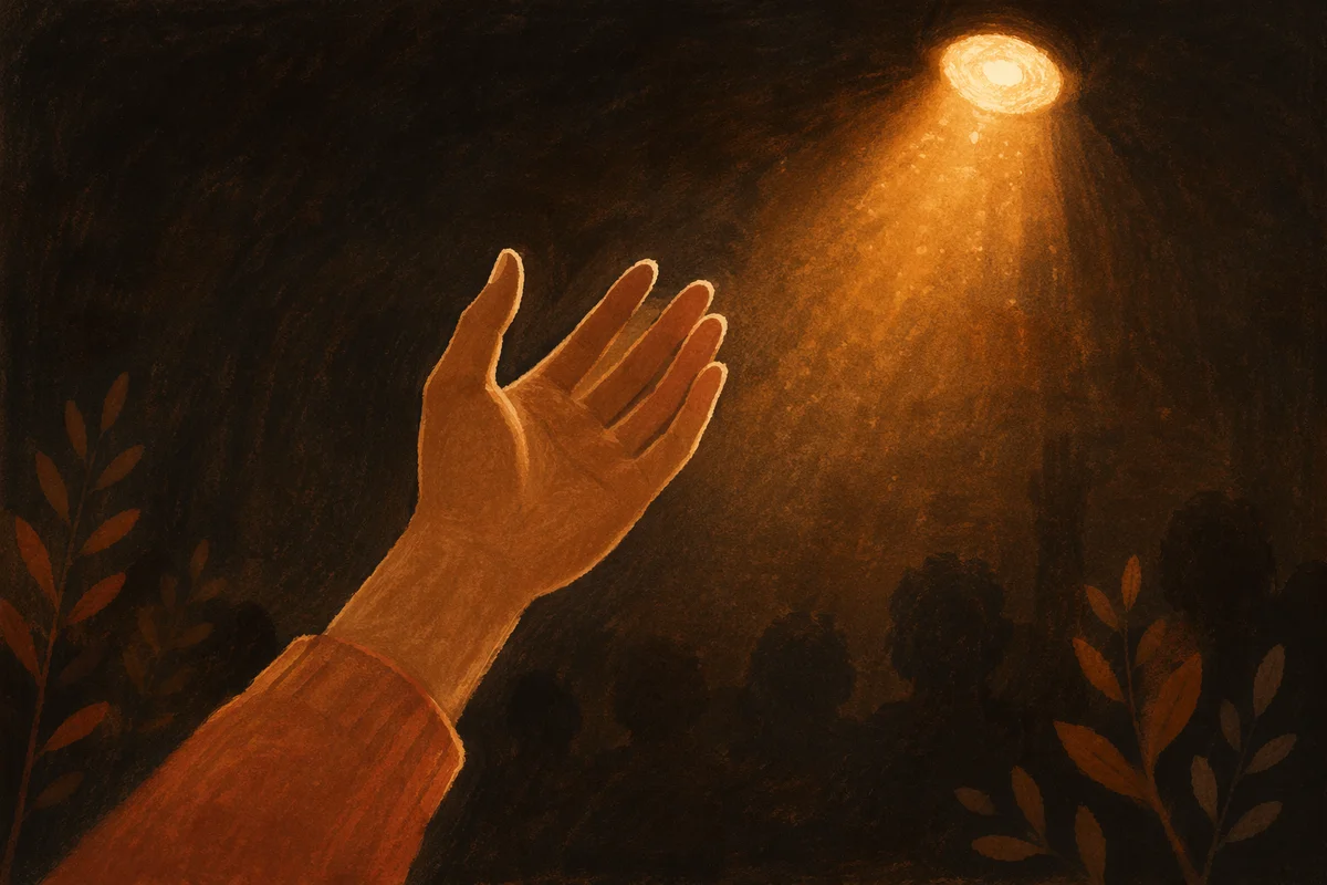 Raised Hand in Golden Worship Light