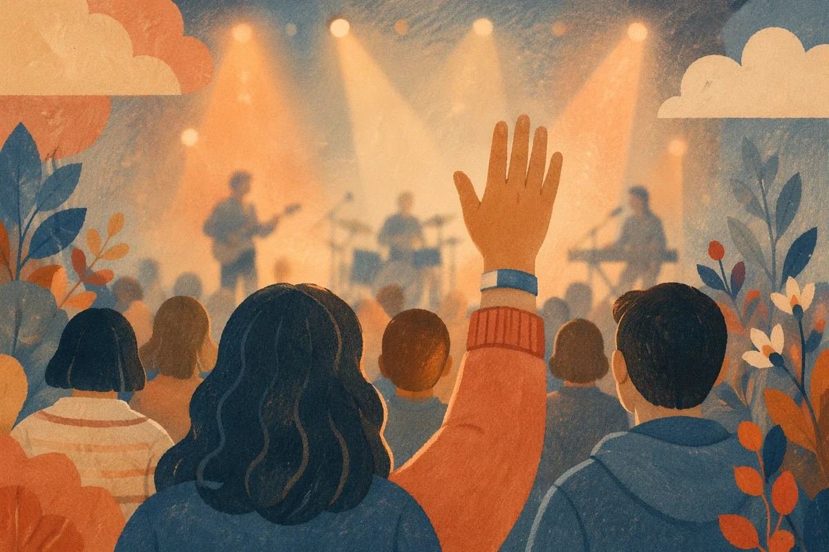 Raised Hands in Warm Church Worship