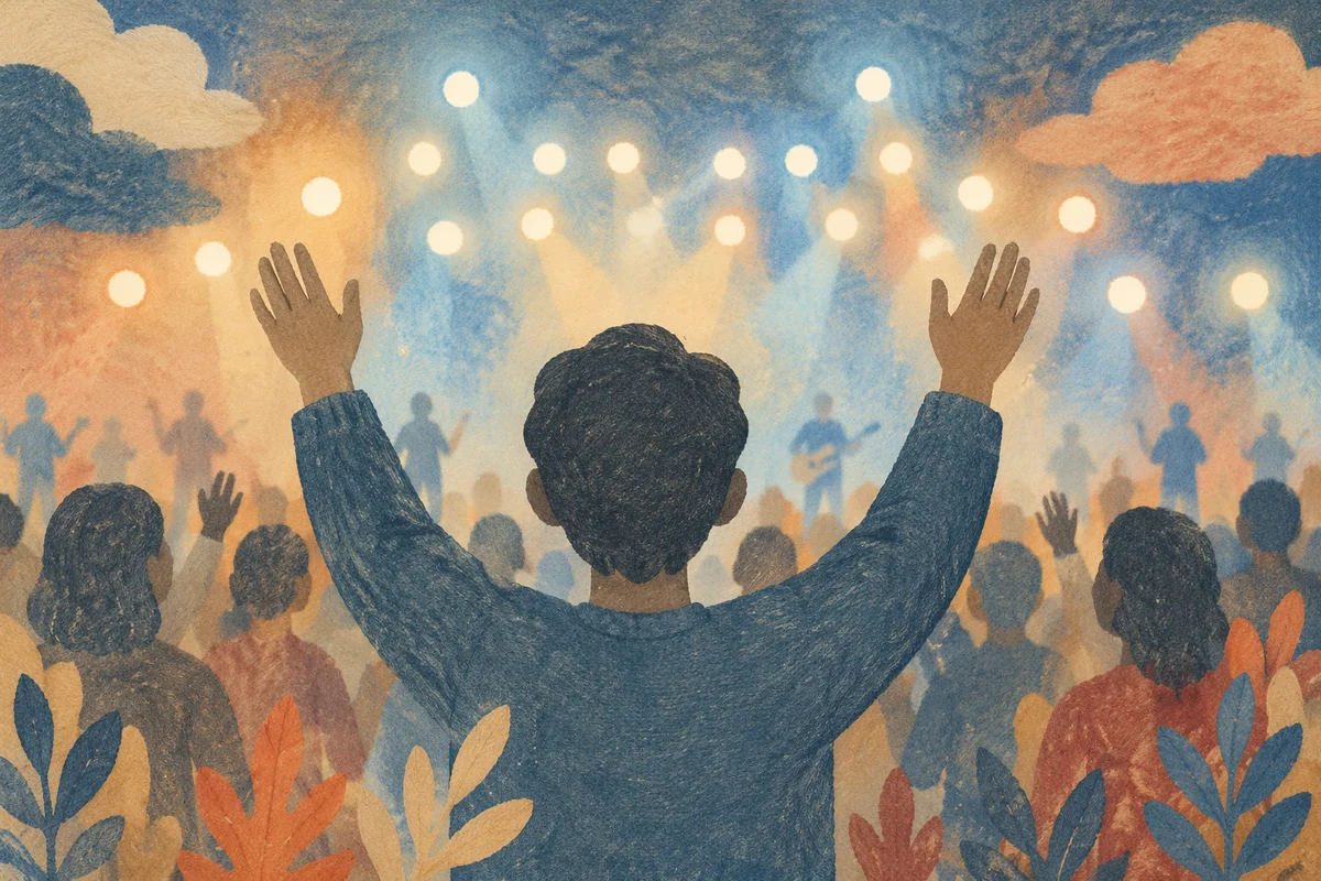 Raised Hands Worship Under Concert Lights