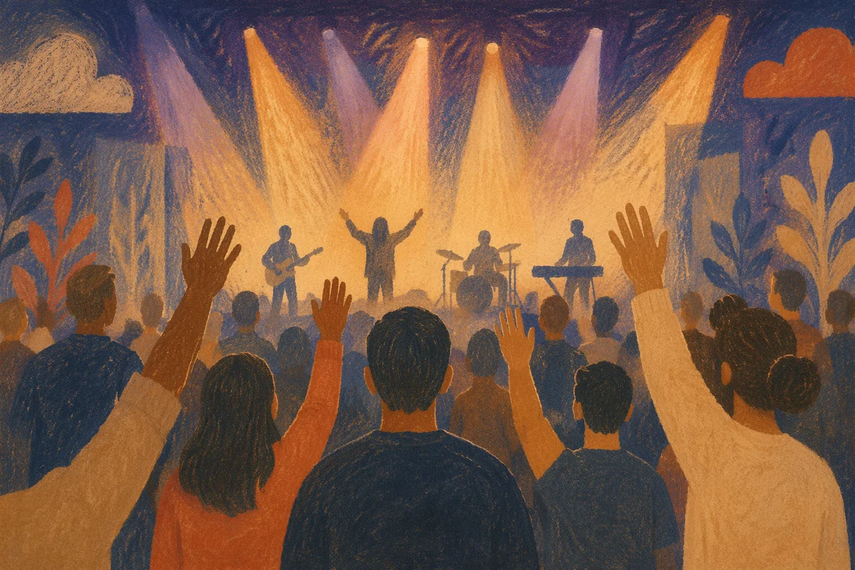 Raised Hands in Warm Worship Lights