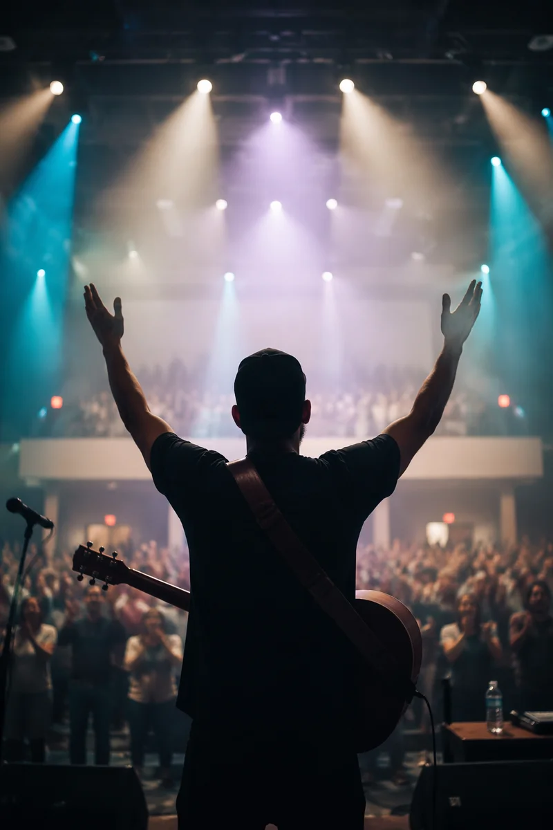 Raised Hands Worship Under Concert Lights