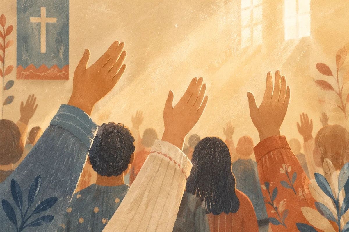 Raised Hands in Warm Worship Light