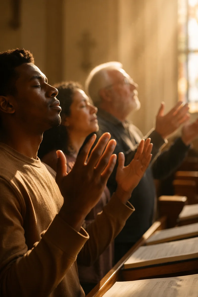 Hands Raised in Golden Light Worship
