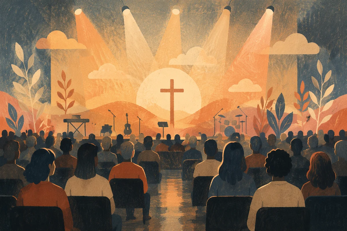 Haze Lit Worship Atmosphere in Modern Church