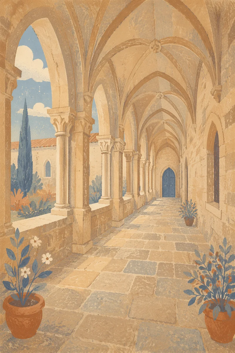 Historic Cathedral Cloister with Gothic Arches