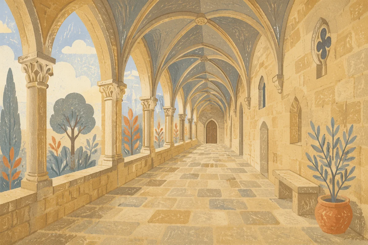 Historic Cathedral Cloister with Gothic Arches