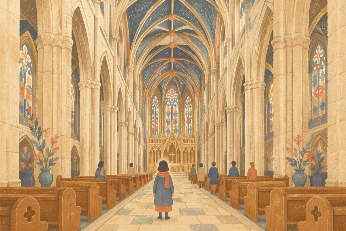 Historic Cathedral Interior with Gothic Arches
