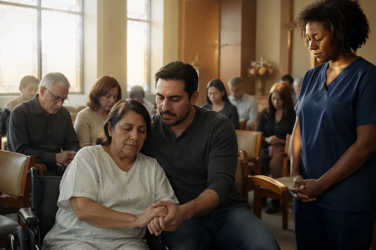 Hospital Chapel Gathering in Morning Light