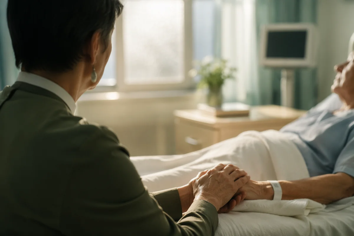Hospital Chaplain Praying at Patient Bedside