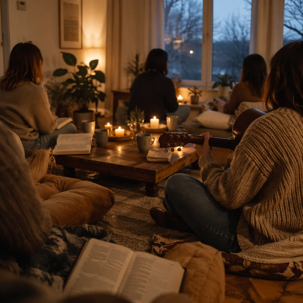 Intimate House Church Worship in Living Room
