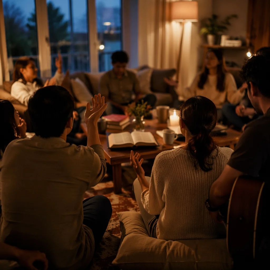 Intimate House Church Worship in Living Room