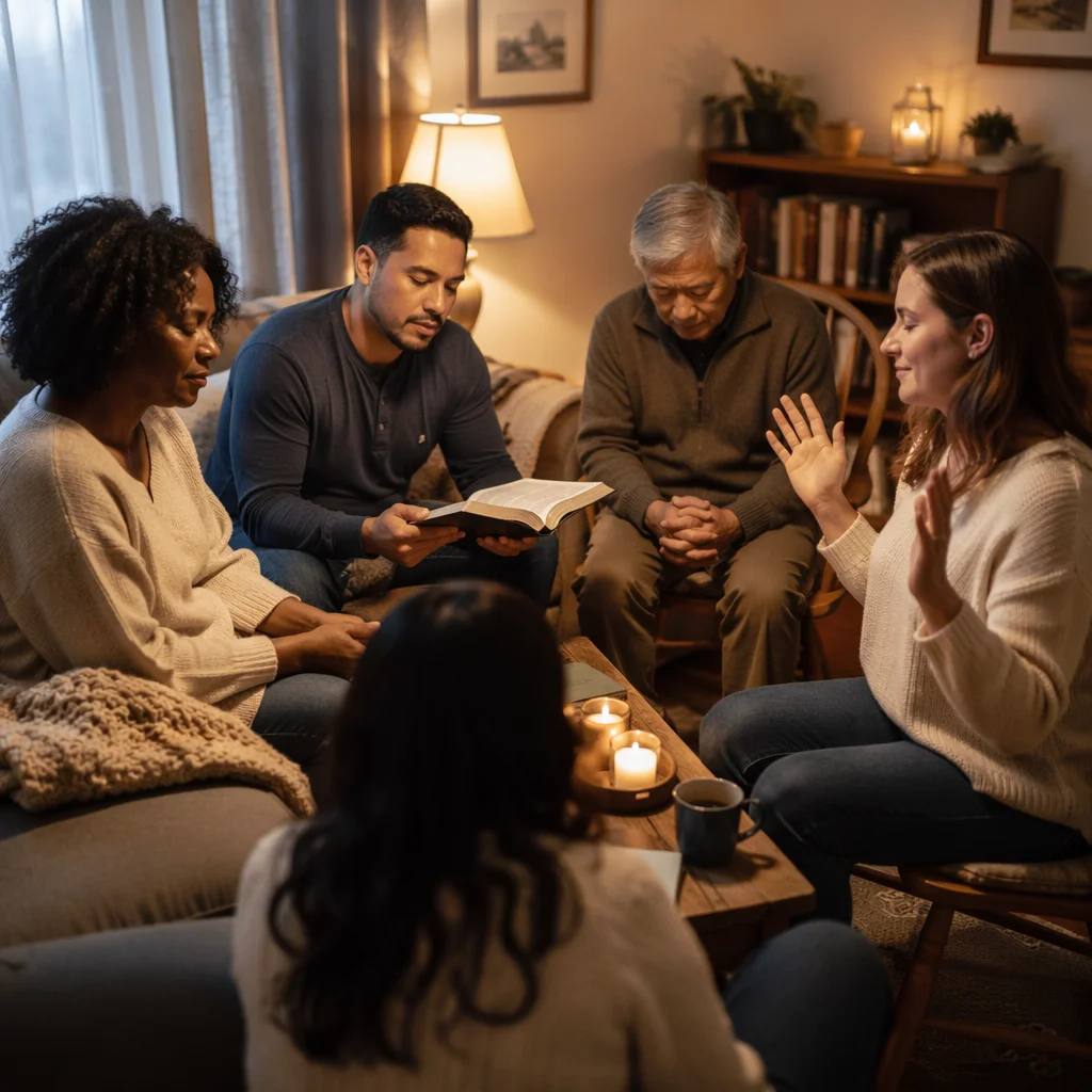 Intimate House Church Worship in Living Room