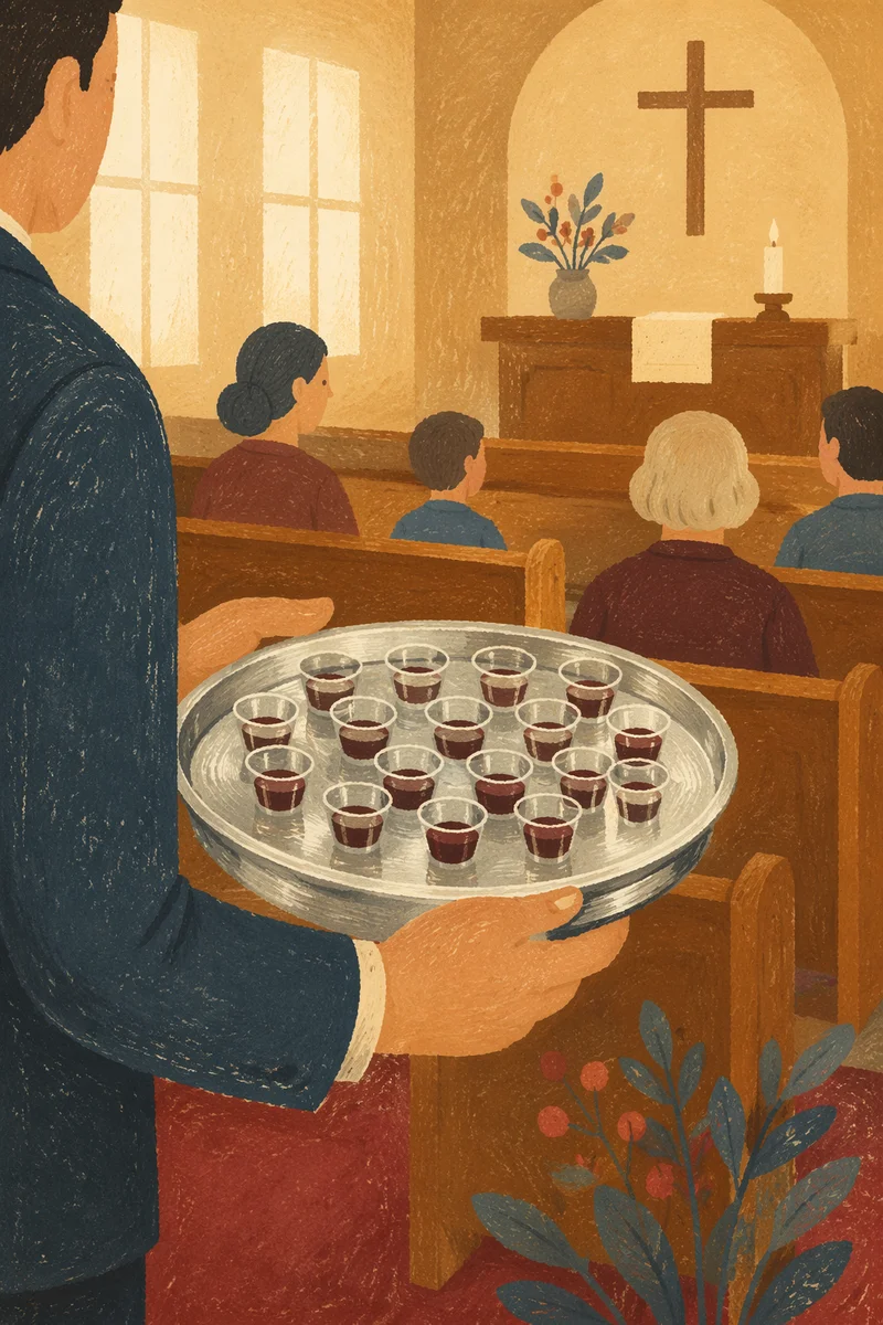 Individual Communion Cups in Church Tray