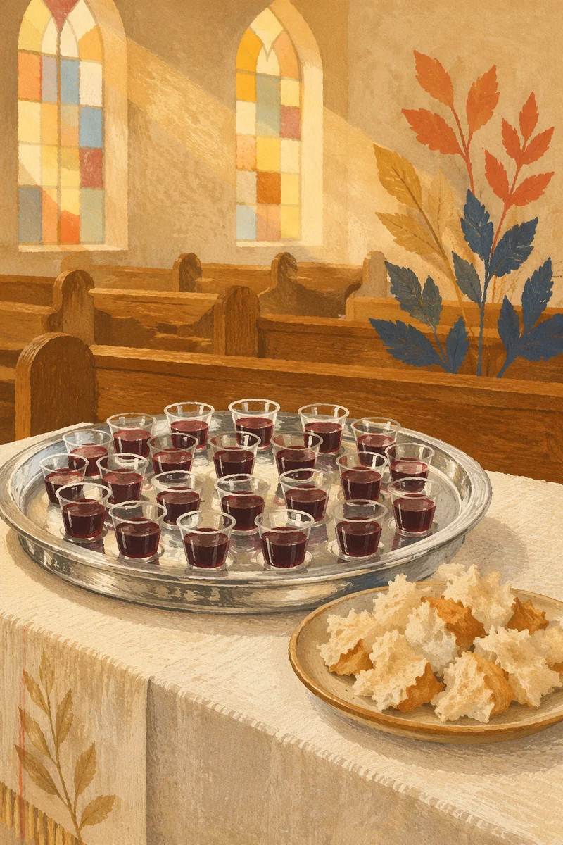 Communion Cups Tray on Church Table