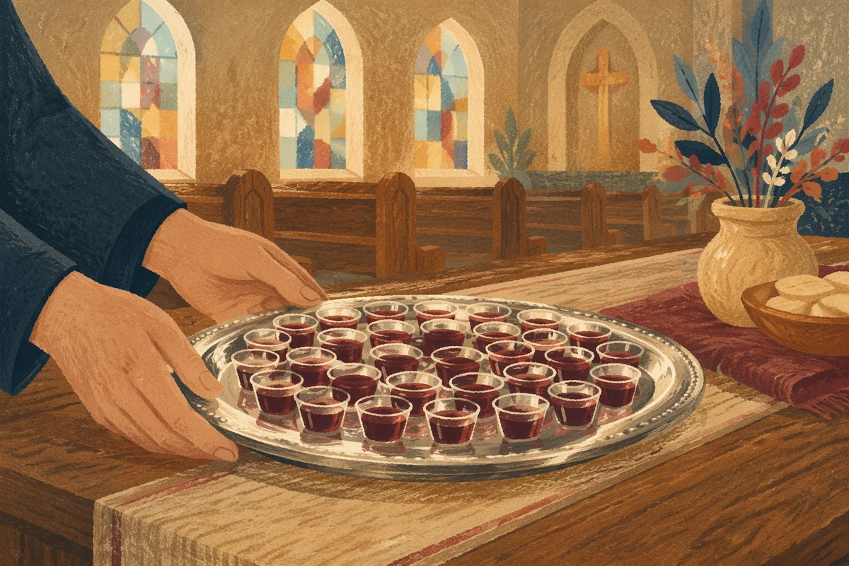 Silver Tray of Individual Communion Cups