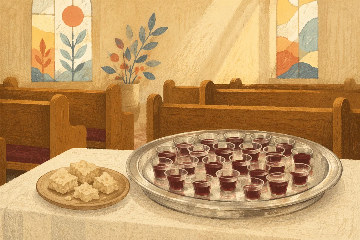 Individual Communion Cups on Silver Tray