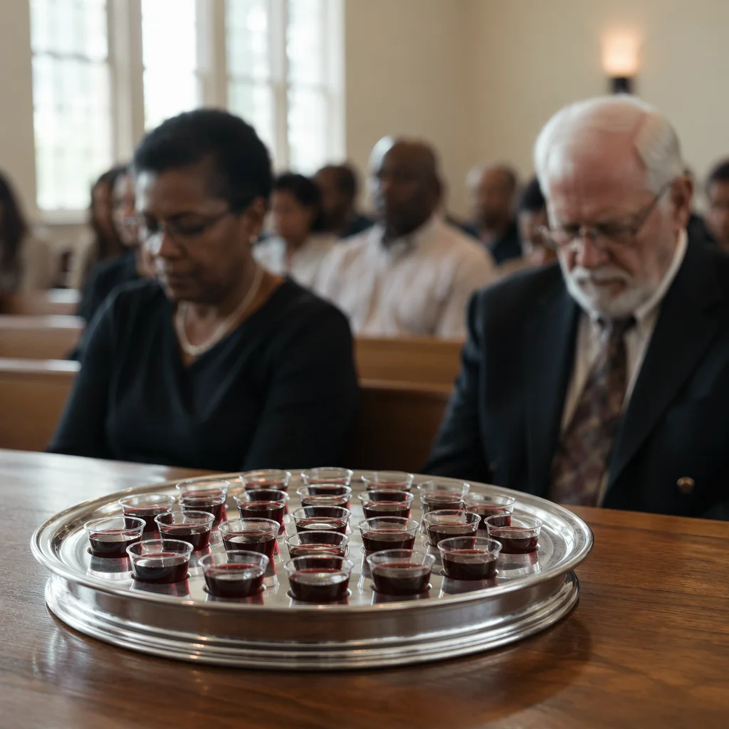Silver Communion Tray with Individual Cups