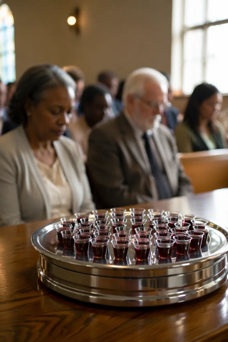 Silver Communion Tray with Individual Cups
