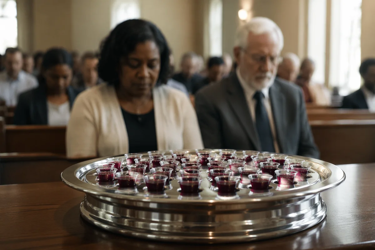 Silver Communion Tray with Individual Cups
