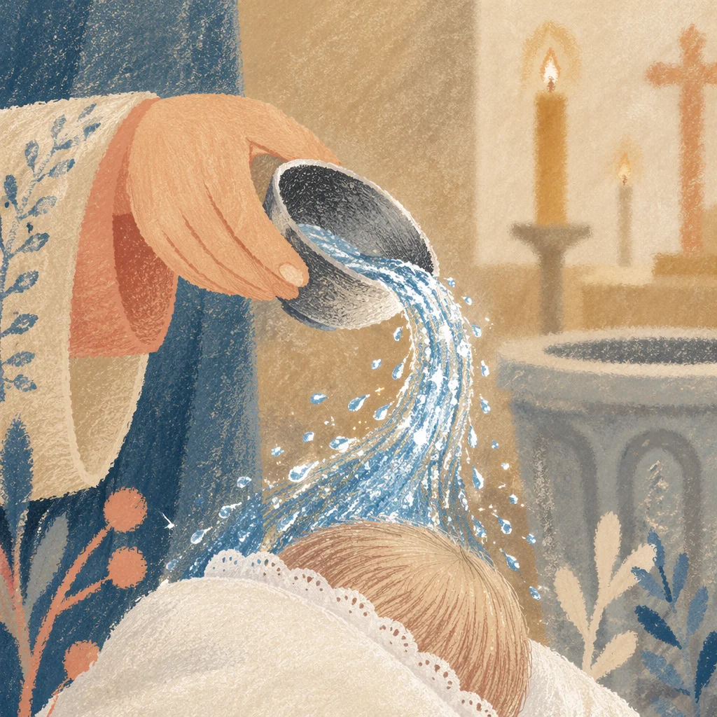 Infant Baptism Water Pouring in Church