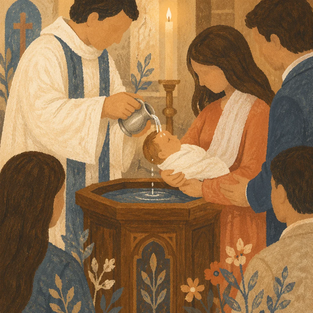 Reverent Infant Baptism in Warm Church