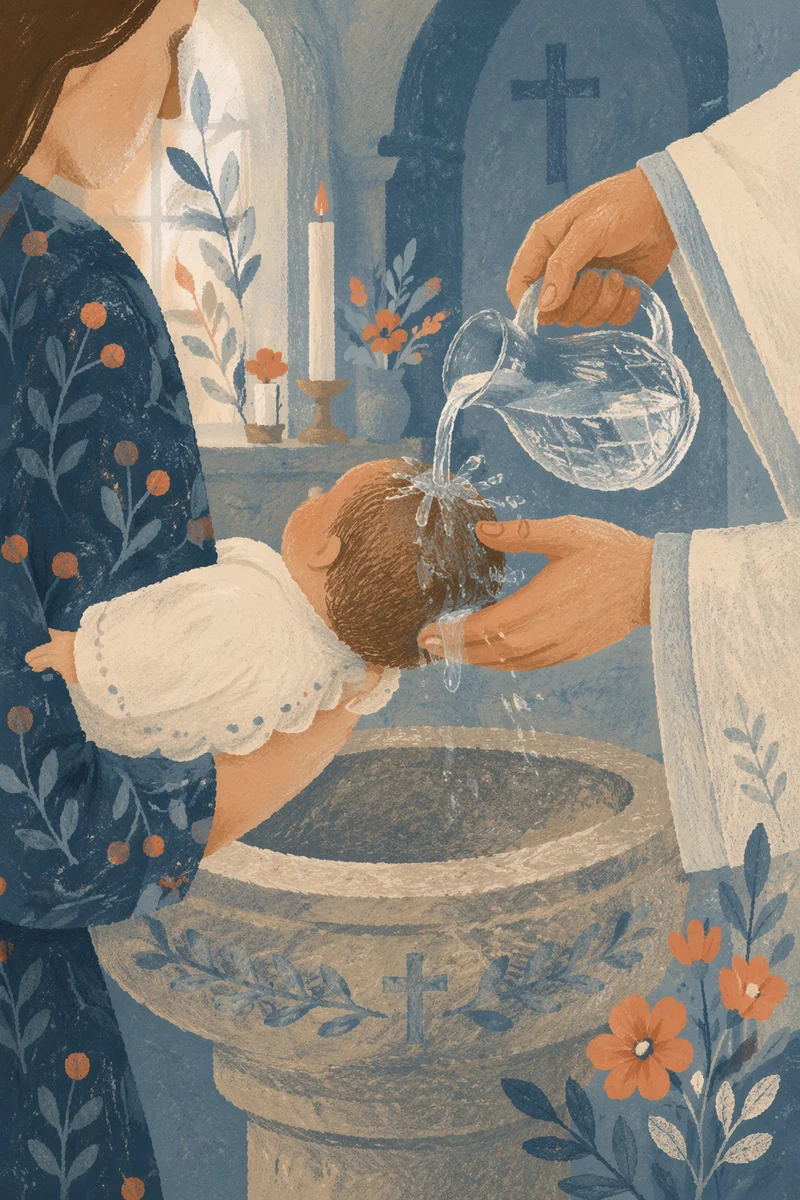 Infant Baptism Water Pouring in Church