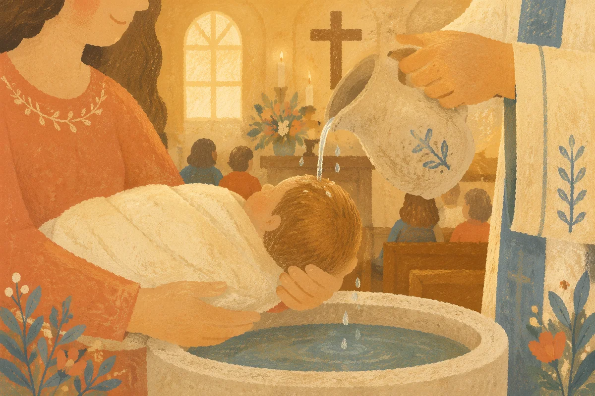 Infant Baptism Water Pouring in Church