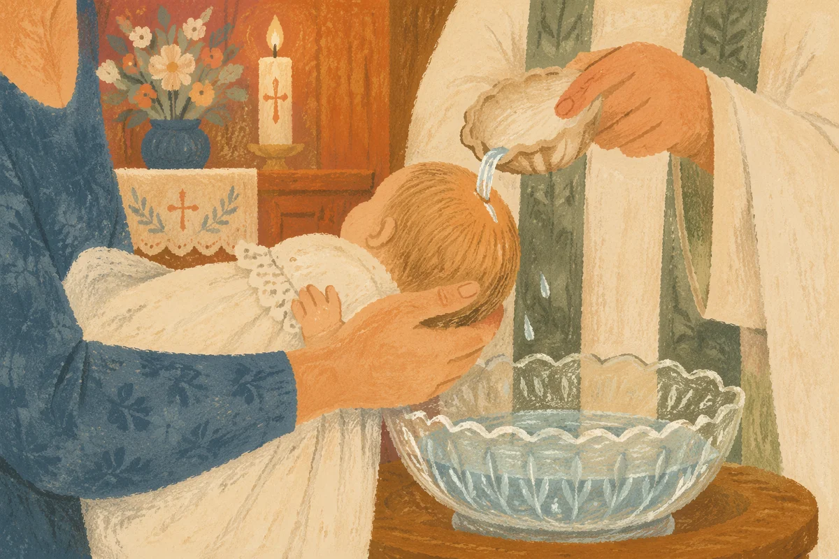 Infant Baptism Water Pouring in Church