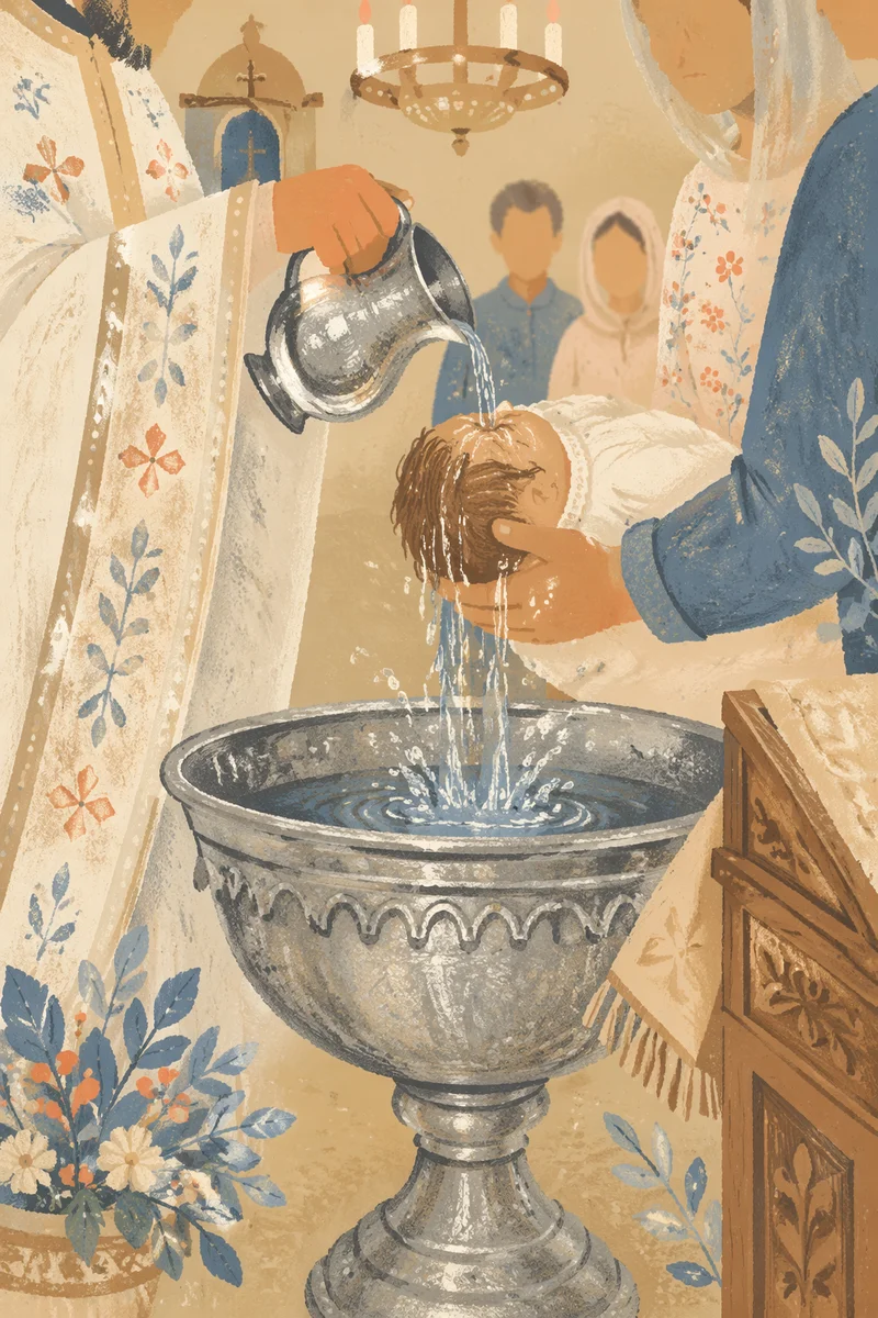 Infant Baptism Water Pouring Church Ceremony