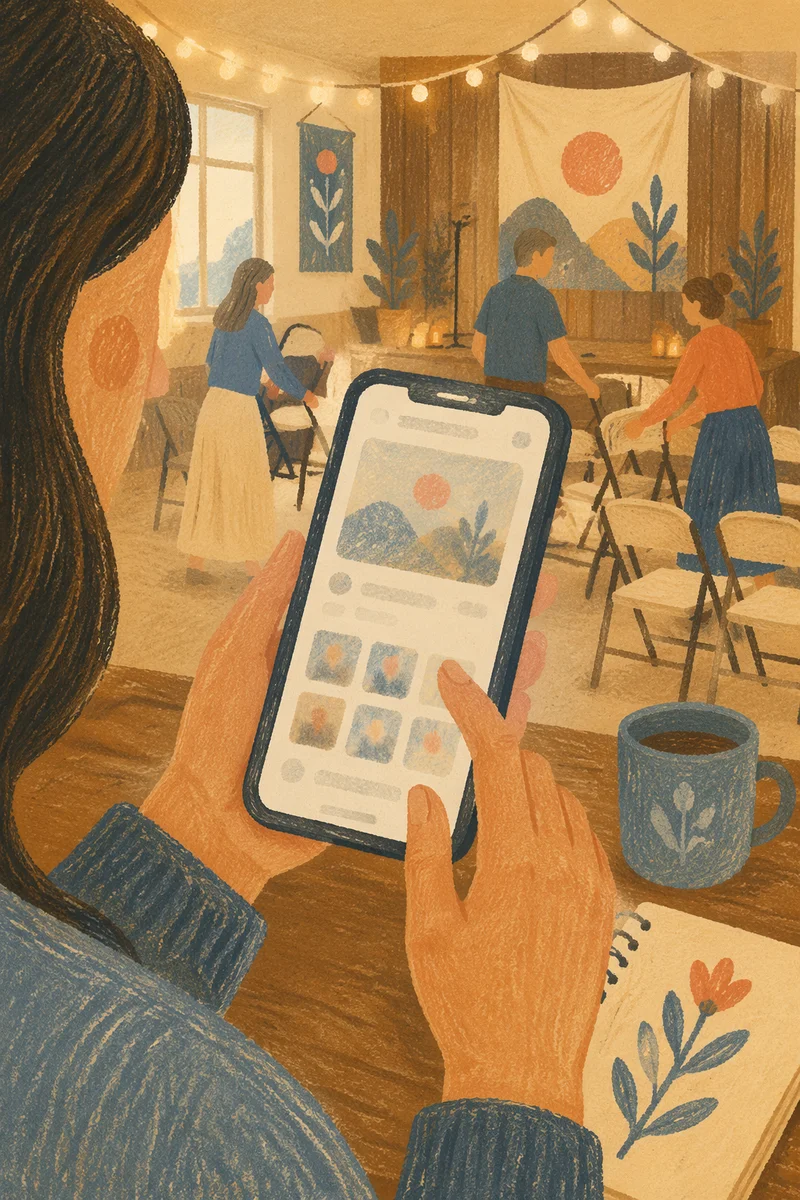 Editing Church Event Post on Smartphone