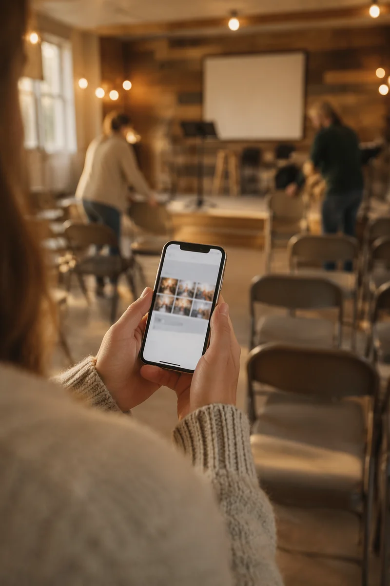 Editing Church Event Post on Smartphone