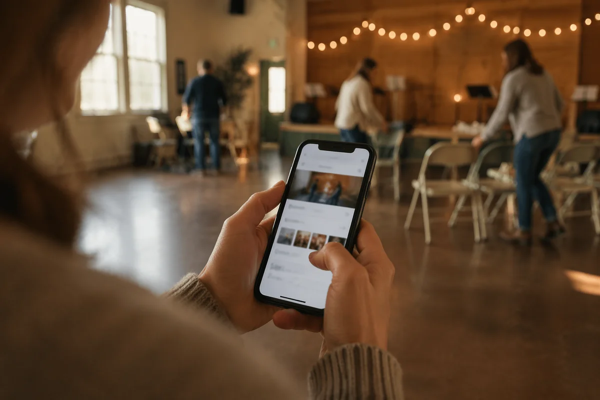Editing Church Event Post on Smartphone